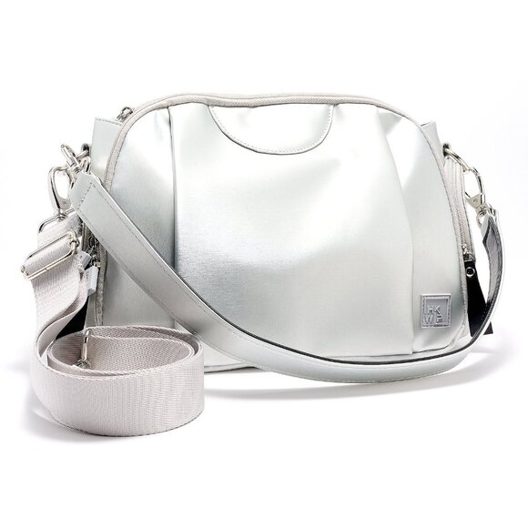 IHKWIP Showstopper Satchel with Crossbody Strap Bag Metallic Silver A665085 - Picture 1 of 7